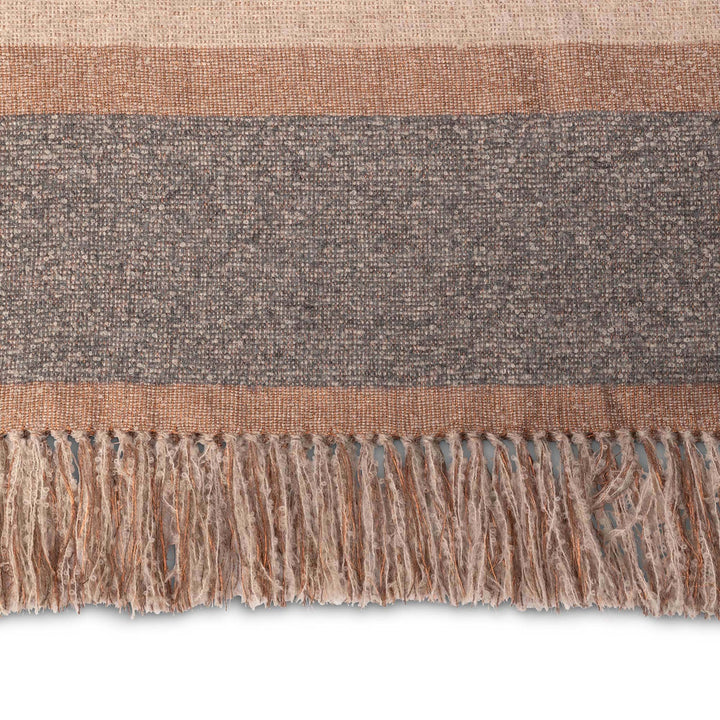 Neutral Plaid Pattern Wood Throw Blanket • Coastal Compass Home Decor