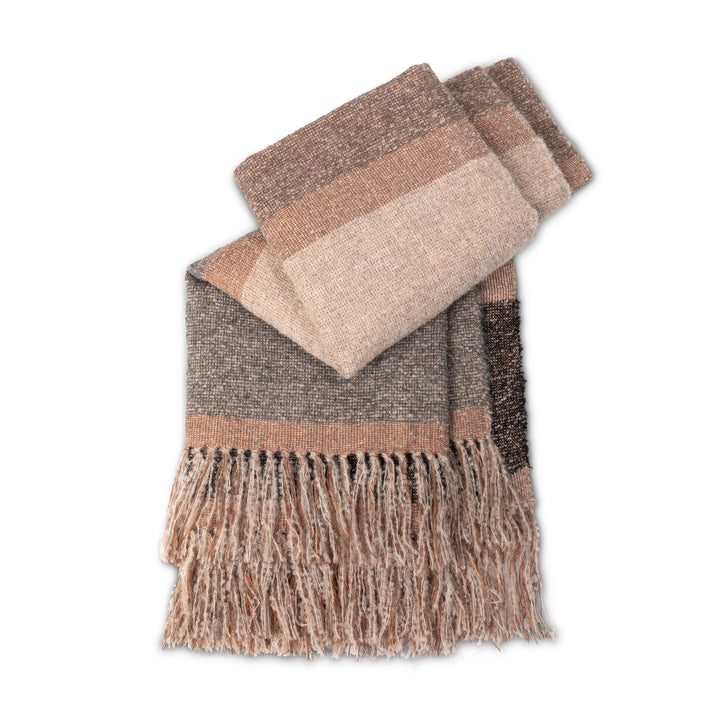 Neutral Plaid Pattern Wood Throw Blanket • Coastal Compass Home Decor