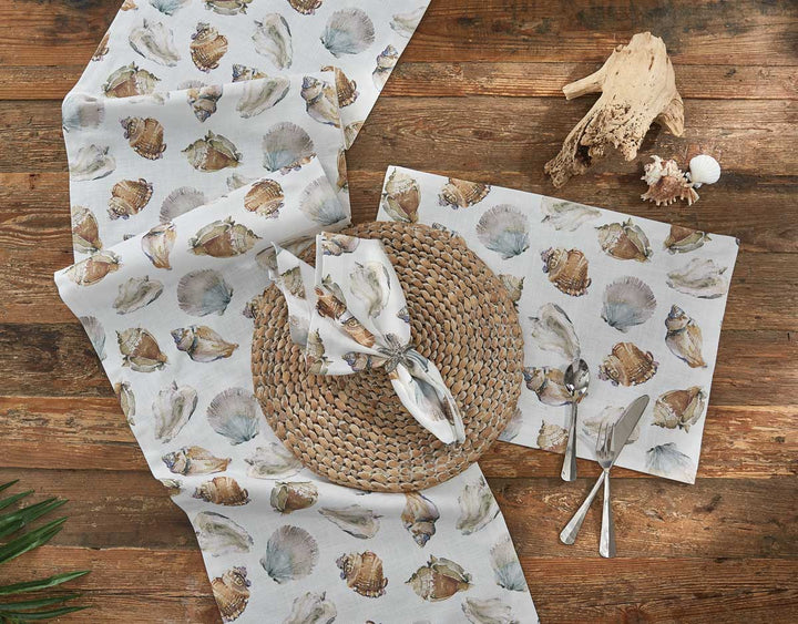 Neutral Seashells Table Linen Set • Coastal Compass Home Decor