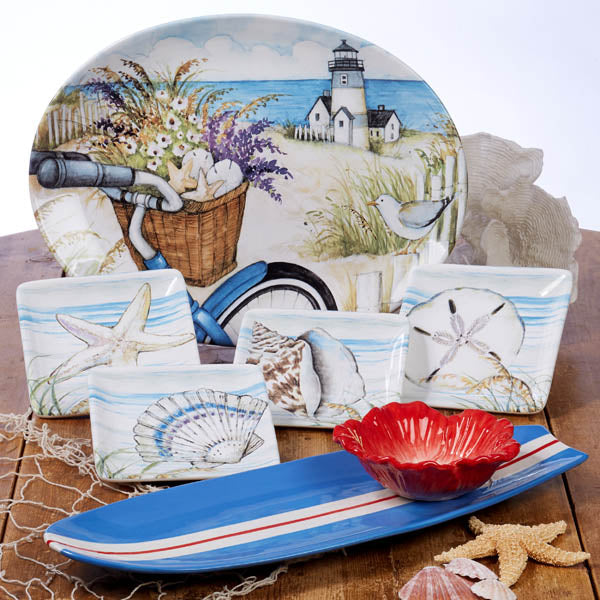 Ocean Side Serve ware Set • Coastal Compass Home Decor