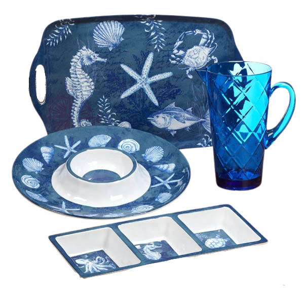 Deep Blue Sea Oceanic Party Serveware • Coastal Compass Home Decor