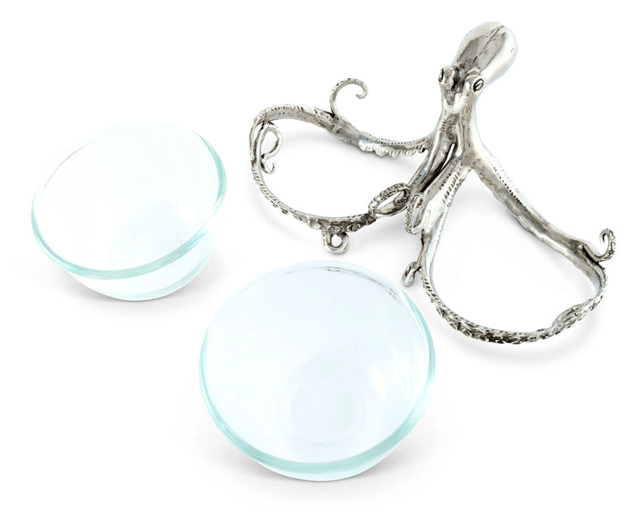 Octopus Double Glass Condiment Bowl • Coastal Compass Home Decor