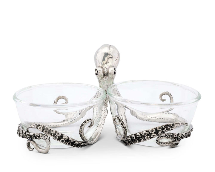Octopus Double Glass Condiment Bowl • Coastal Compass Home Decor