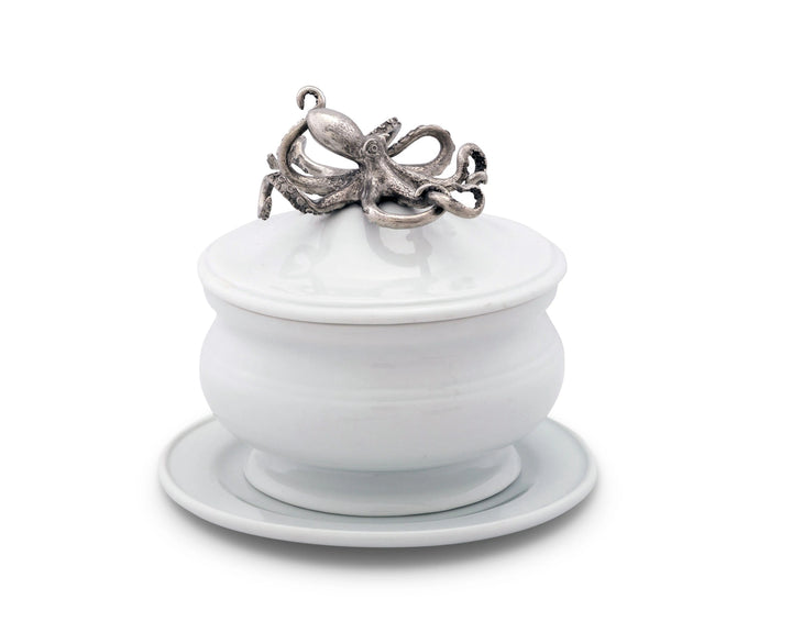 Octopus Lidded Stoneware Bowl • Coastal Compass Home Decor