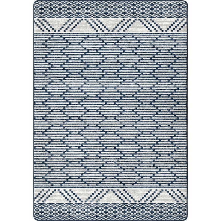 Pattered Stripe Fresh Blue Rug.Coastal Compass Home Decor
