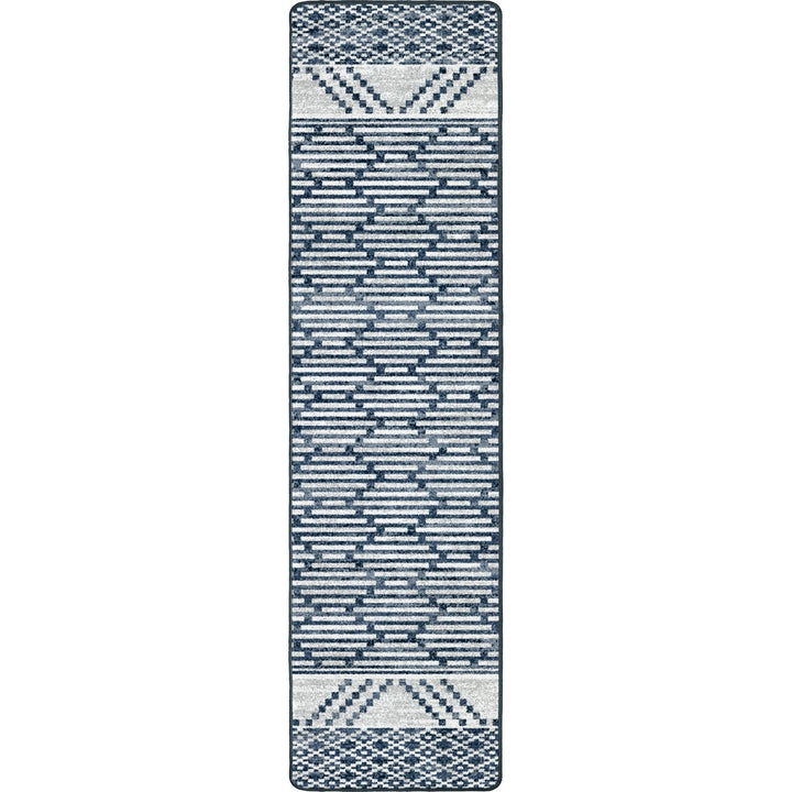 Pattered Stripe Fresh Blue Rug.Coastal Compass Home Decor