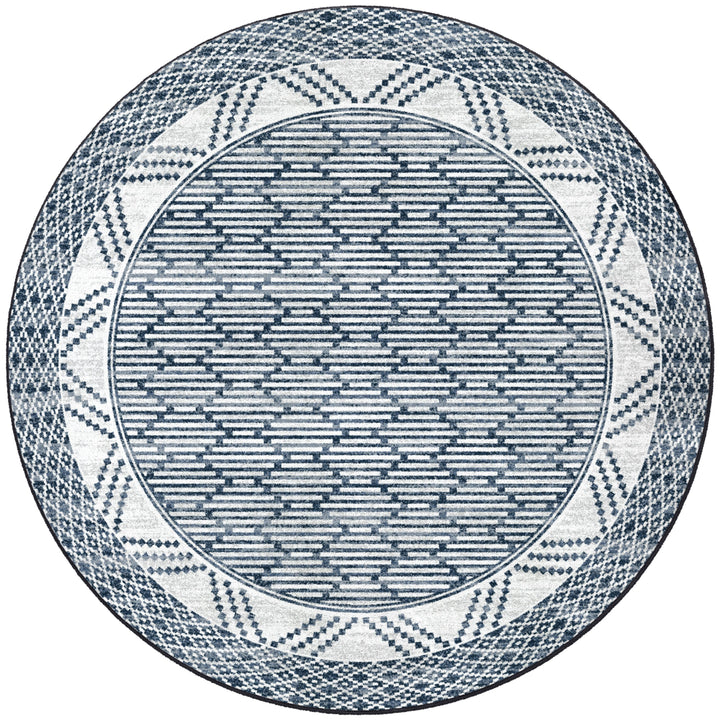 Pattered Stripe Fresh Blue Rug.Coastal Compass Home Decor