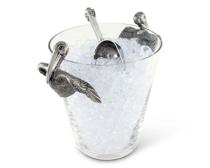 Pelican Handle Glass Ice Bucket • Coastal Compass Home Decor