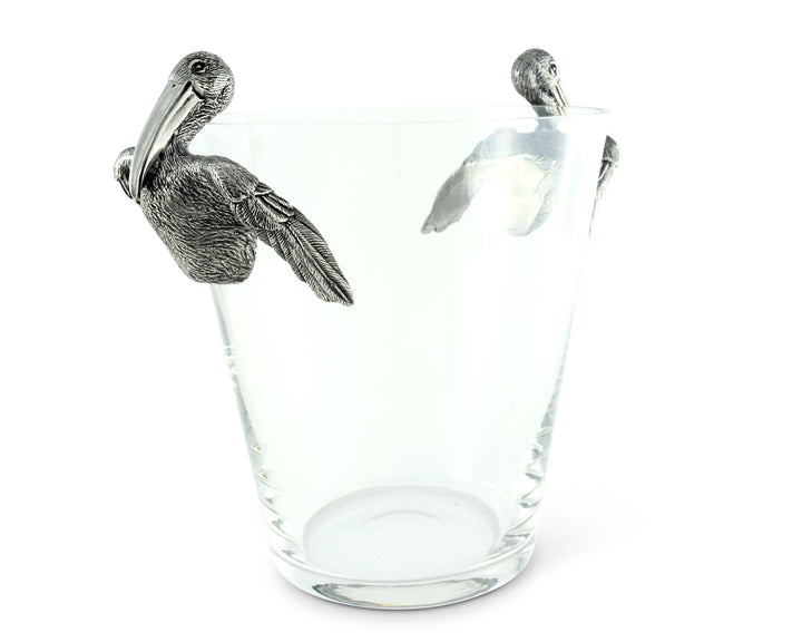 Pelican Handle Glass Ice Bucket • Coastal Compass Home Decor