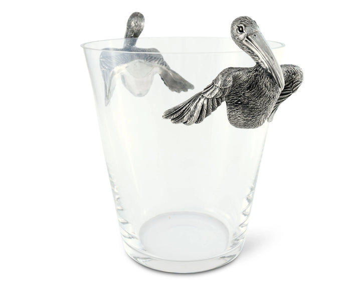 Pelican Handle Glass Ice Bucket • Coastal Compass Home Decor