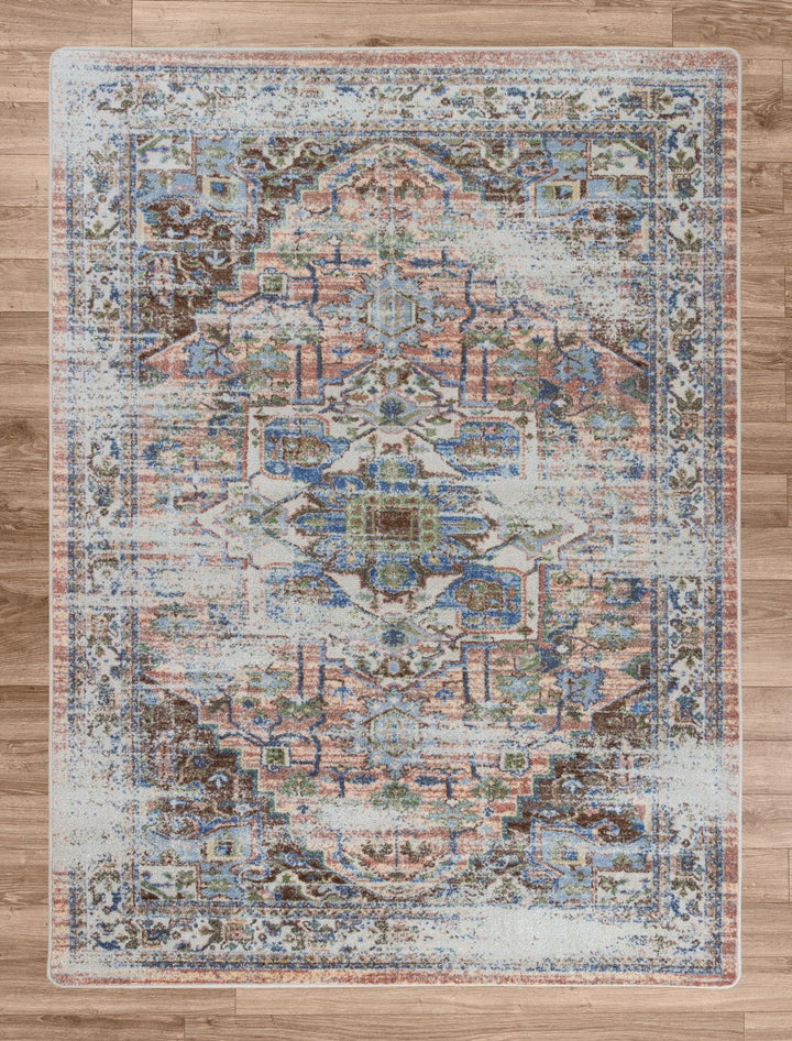 Persia Distressed Pastel Rug.Coastal Compass Home Decor