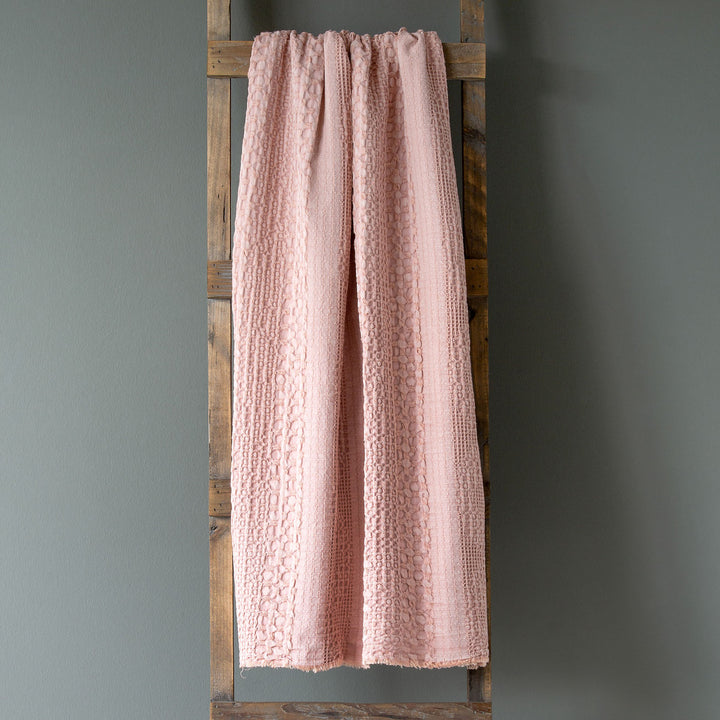 Pink Waffle Weave Throw Blanket • Coastal Compass Home Decor