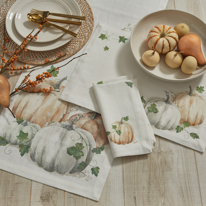 Pumpkin Watercolor Table Linens • Coastal Compass Home Decor