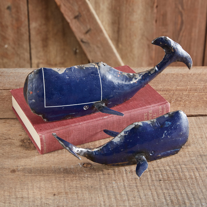 Recycled Metal Whales - Set/2 • Coastal Compass Home Decor