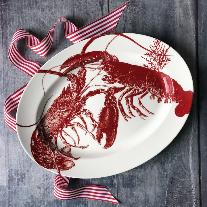 Red Lobster Oval Serving Platter - The Coastal Compass Home Decor