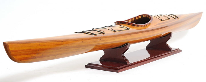 Rich Cedar Kayak Model Sculpture - Natural Rich Cedar - 49" Long - Coastal Compass Home Decor