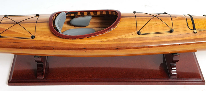 Rich Cedar Kayak Model Sculpture - Natural Rich Cedar - 49" Long - Coastal Compass Home Decor