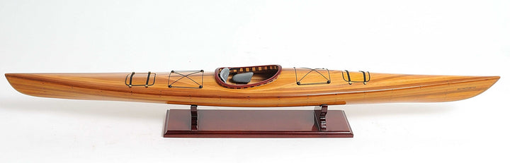 Rich Cedar Kayak Model Sculpture - Natural Rich Cedar - 49" Long - Coastal Compass Home Decor