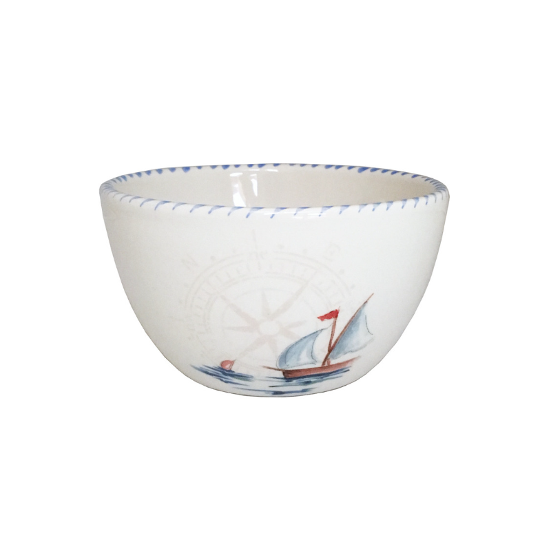 Sailboat Compass Chowder Bowl | Coastal Compass Home Decor