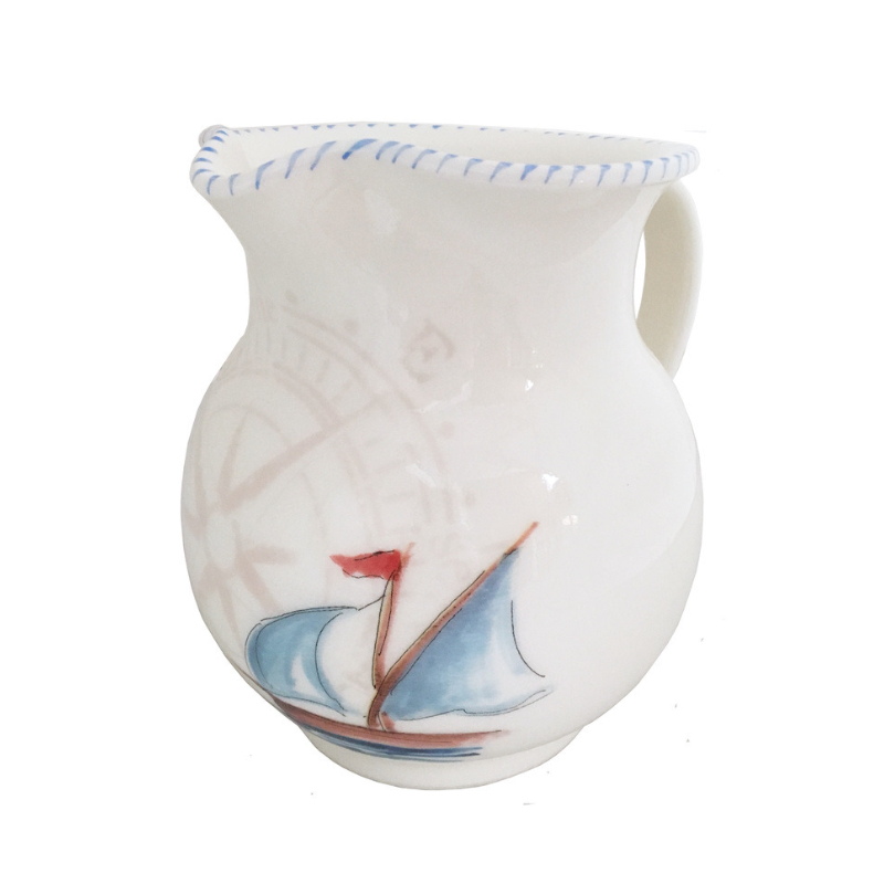 Sailboat Compass Pitcher | Coastal Compass Home Decor