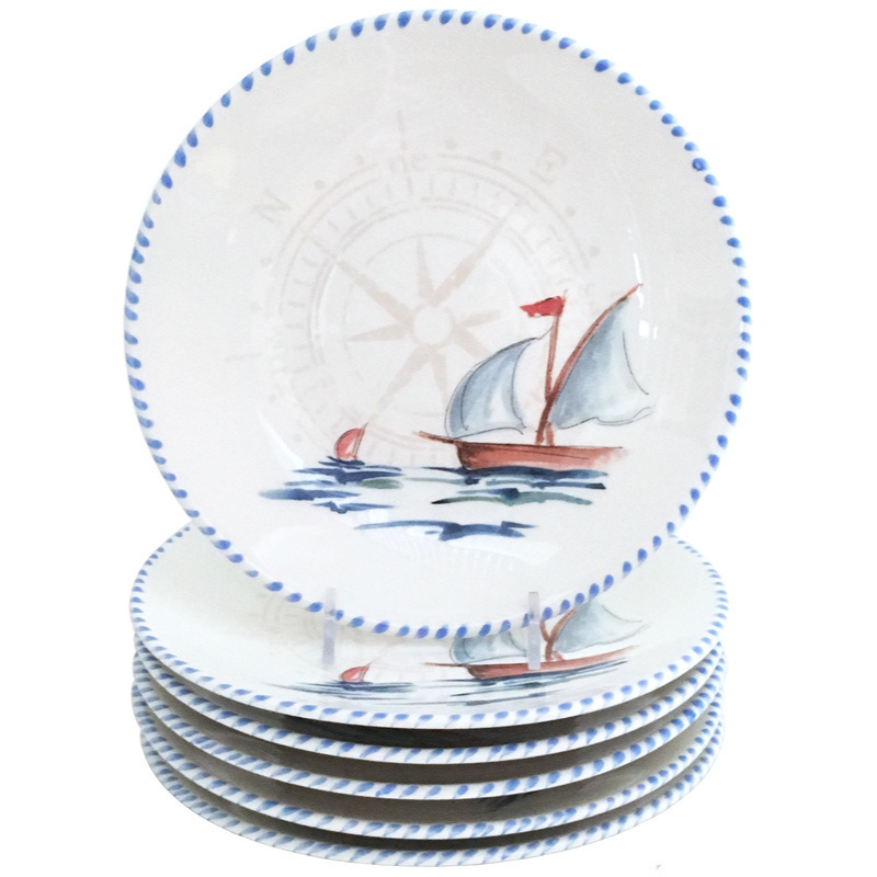 Sailboat Compass Salad Plate - Set/6