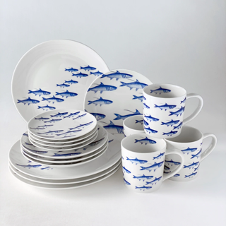 School of Fish Appetizer Plates - Coastal Compass Home Decor