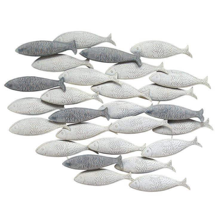 Grey School of Fish Wall Sculpture - Coastal Compass Home Decor