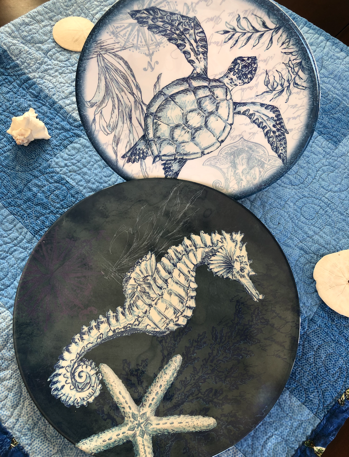 Deep Blue Sea Oceanic Dinner Plate - Set of 4 | Coastal Compass