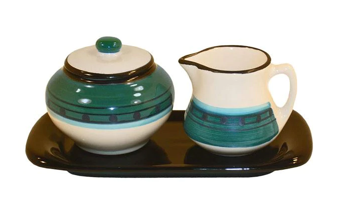 Blue/Green Carousel Sugar & Creamer Set • Coastal Compass Home Decor