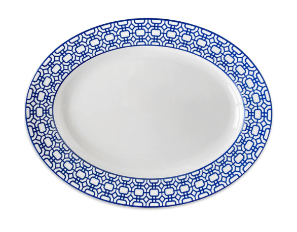 Bandon Garden Gate Oval Rimmed Platter • Coastal Compass Home Decor