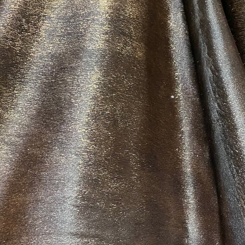 Acid Wash Chocolate/Gold Shimmer Cowhide • Coastal Compass Home Decor
