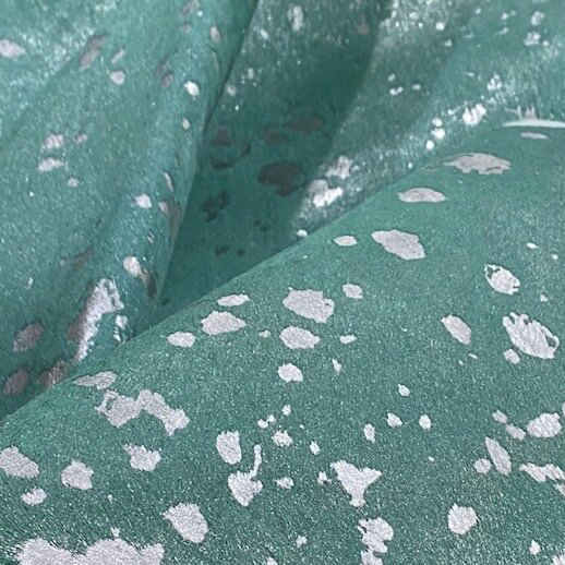 Turquoise/Aqua cowhide with silver acid wash - The Coastal Compass Home Decor