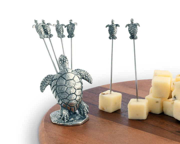 Sea Turtle Cheese Pick Set | Coastal Compass Home Decor