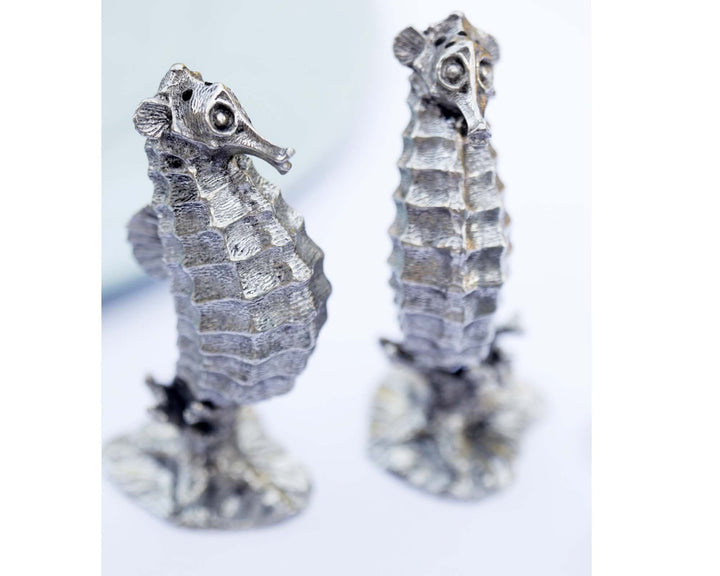 Seahorse Pewter Salt & Pepper Shaker Set - Sea Horse Decor - The Coastal Compass Home Decor