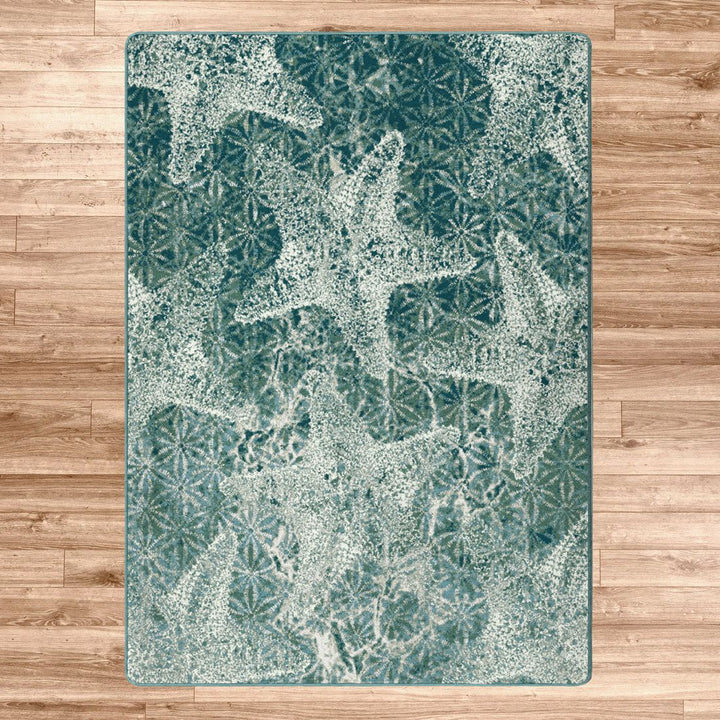 Stargazing Aqua Rug.Coastal Compass Home Decor