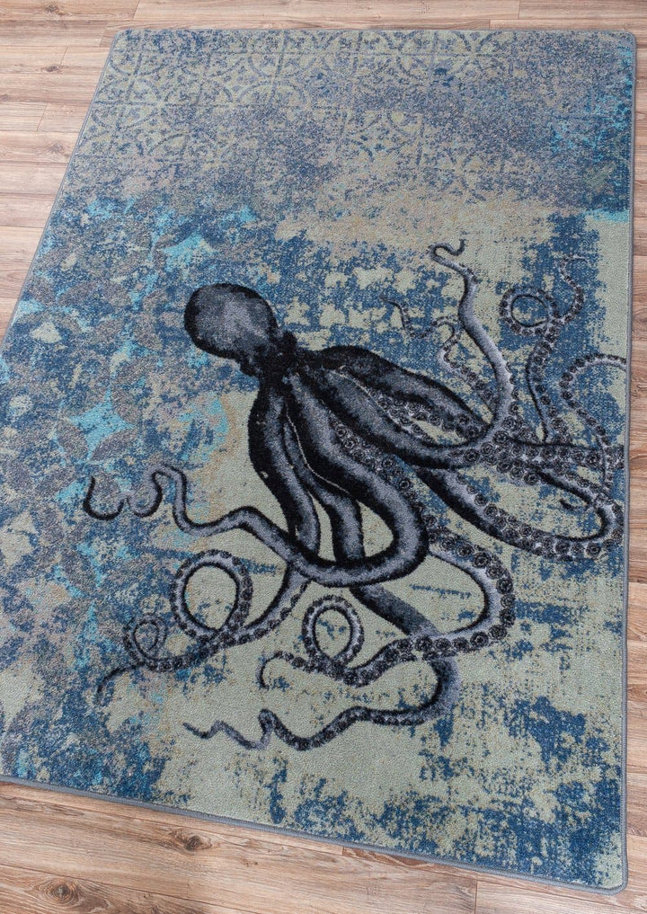 Blissful Blue Octopus Area Rug - The Coastal Compass Home Decor