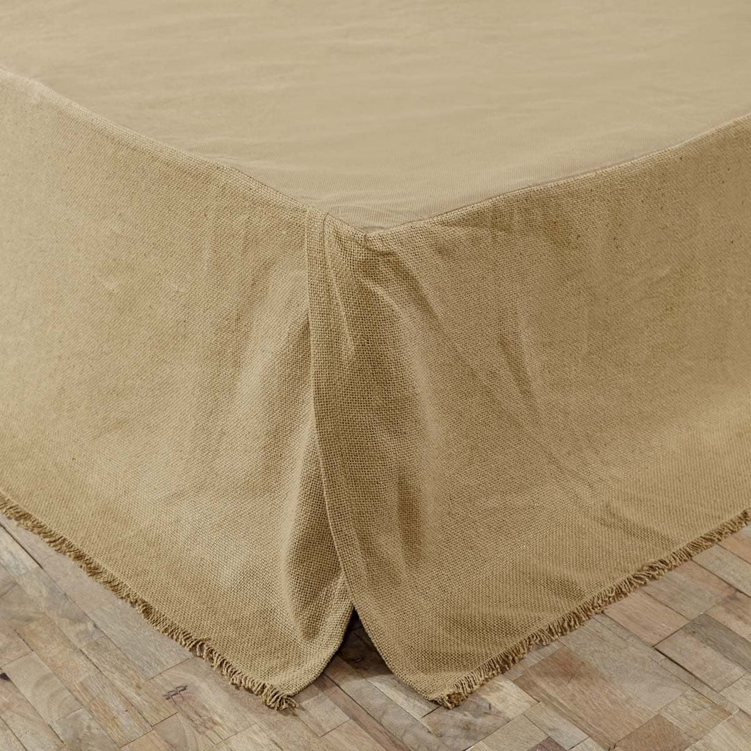 Burlap Natural Fringed Twin Bed Skirt 39x76x16 | Coastal Compass Home Decor