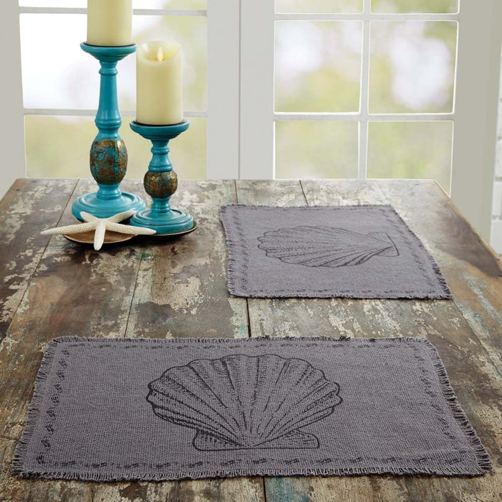 Sandy Grey Burlap Placemat Set of 6 | Coastal Compass Home Decor