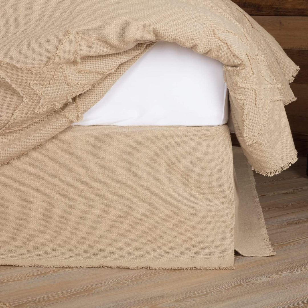 Burlap Vintage Fringed King Bed Skirt | Coastal Compass Home Decor