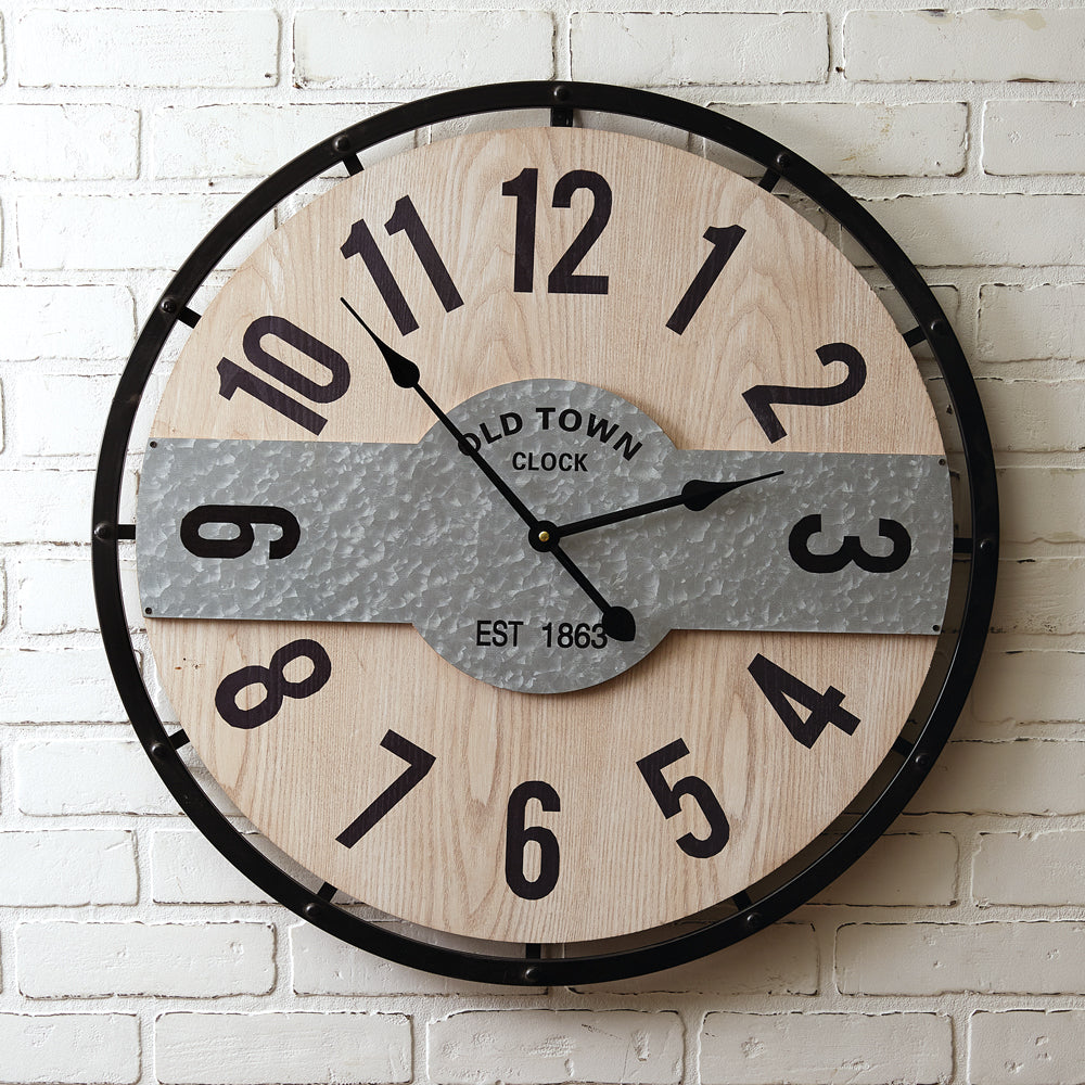Old Town Wood Wall Clock • Coastal Compass Home Decor