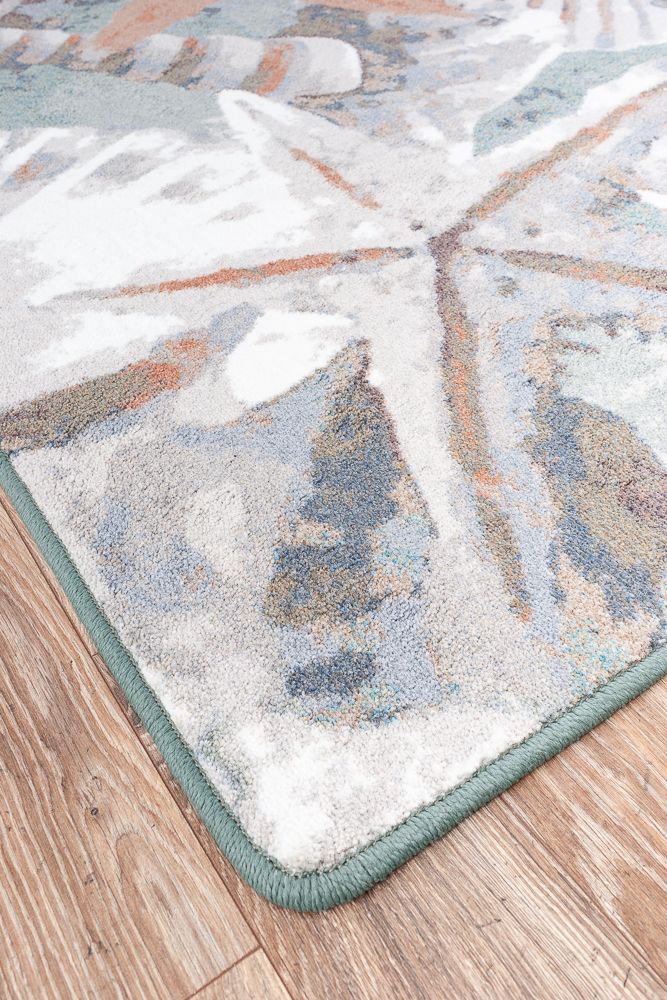 Beach Shells Coastal Rug corner detail - Made in the USA - The Coastal Compass Home Decor