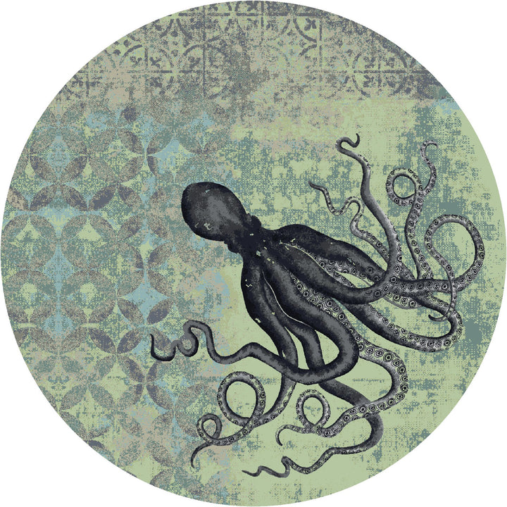 Blissful Blue Octopus Area Rug