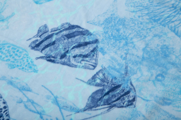 Blue Aquarium Sherpa Throw Blanket - The Coastal Compass Home Decor