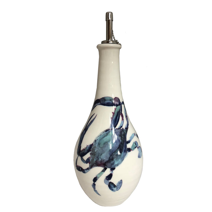 Coastal Blue Crab Oil Bottle - The Coastal Compass Home Decor