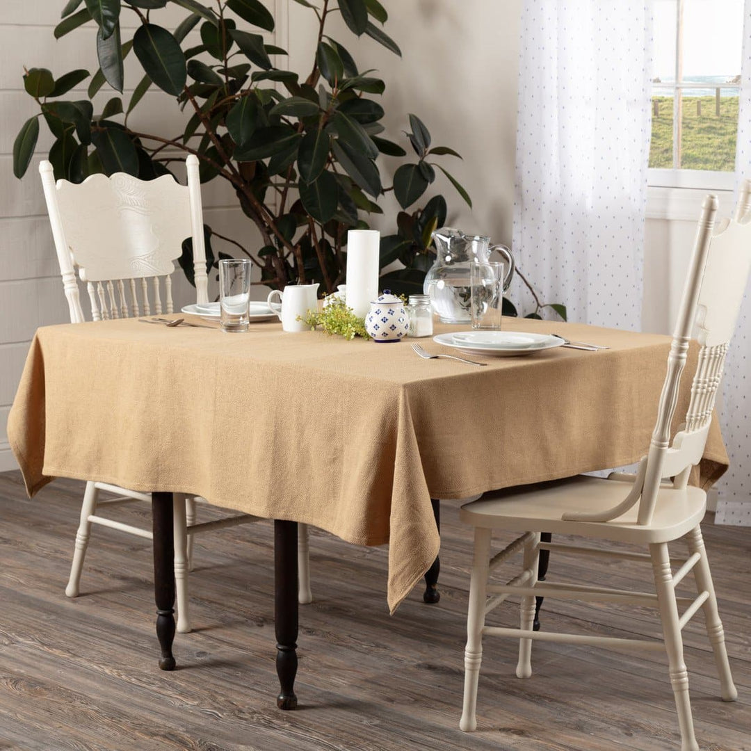 60" x 60" natural cotton burlap table cloth - Coastal Compass Home Decor