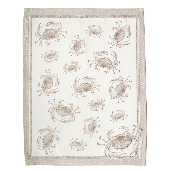 Coastal Crab Natural and White Kitchen Towels - The Coastal Compass Home Decor
