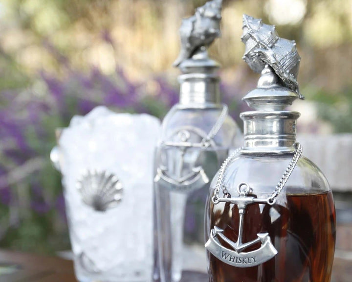 Coastal Shell Whiskey Decanter Set - The Coastal Compass Home Decor