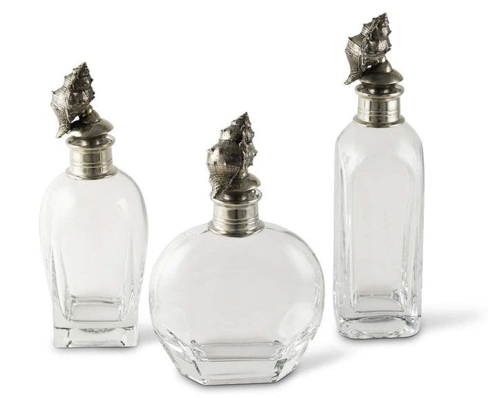 Coastal Shell Whiskey Decanter Set - The Coastal Compass Home Decor