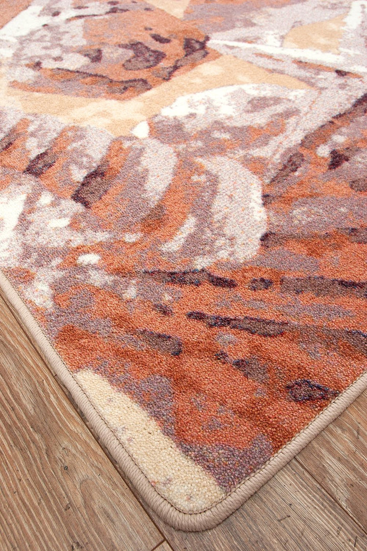 Coral Shells Coastal Rug corner detail - Made in the USA - The Coastal Compass Home Decor