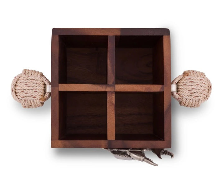 Crab & Acacia Wood Utensil Caddy - The Coastal Compass Home Decor